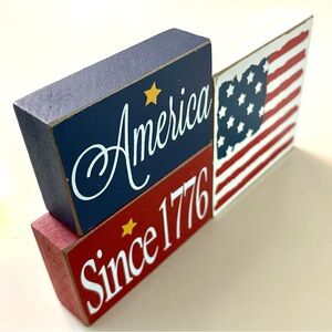 Patriotic Wooden Stand Americana Decor, 8” x 4.5” x 1”